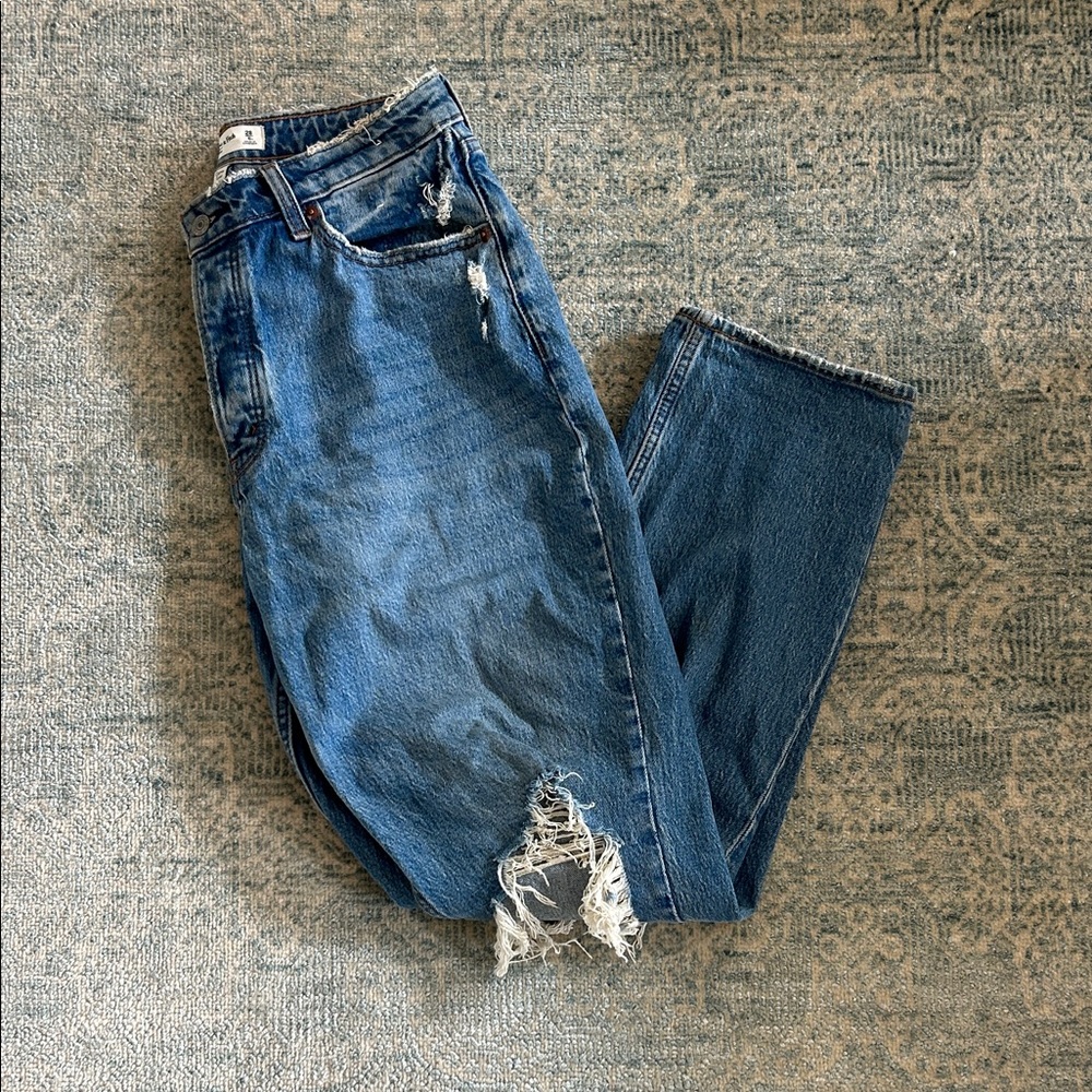 Ambercrombie DAD CURVE Blue Distressed Women's Jeans